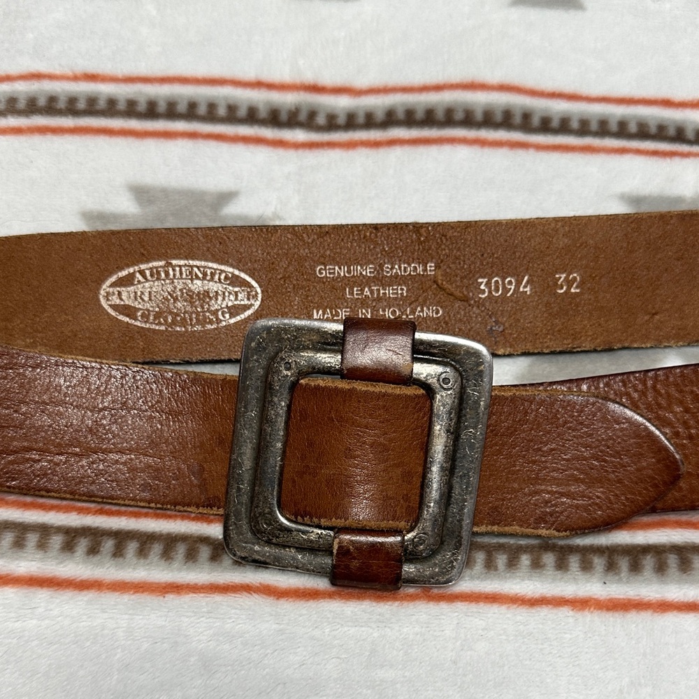 Authentic Pure and Simple Clothing Brand Brown Leather Belt with Silver Buckle,